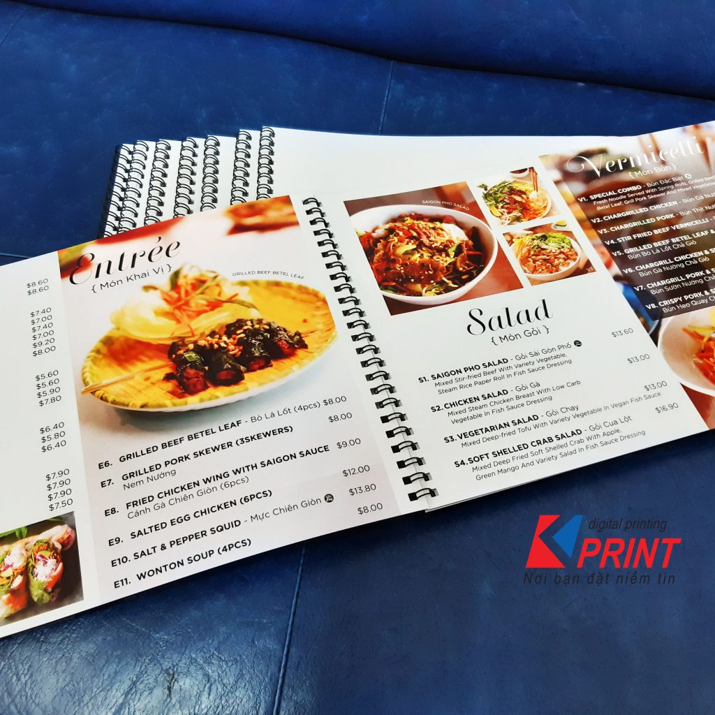 menu giấy nhựa