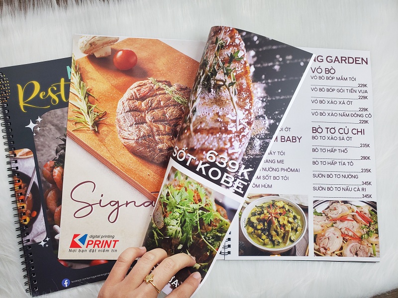 in menu quán ăn